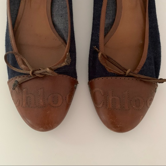 Chloe Denim Leather Flats - Picture 13 of 13